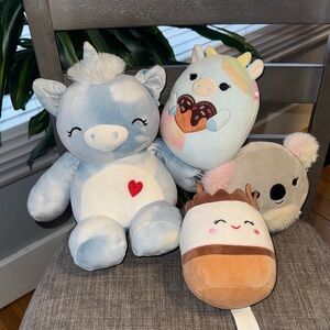 4 different squishmallows squeeze mallow plush